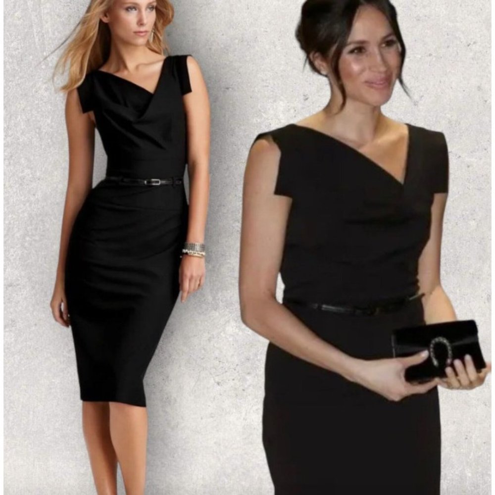 Black Halo Jackie O Sleeveless Sheath Dress Black No belt - Picture 1 of 7